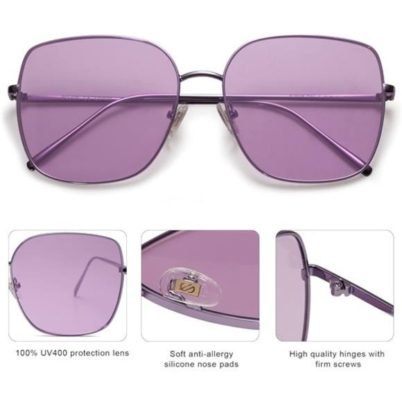??Oversized Square Metal Frame Sunglasses for Women Men Flat Mirrored Lens main image 4